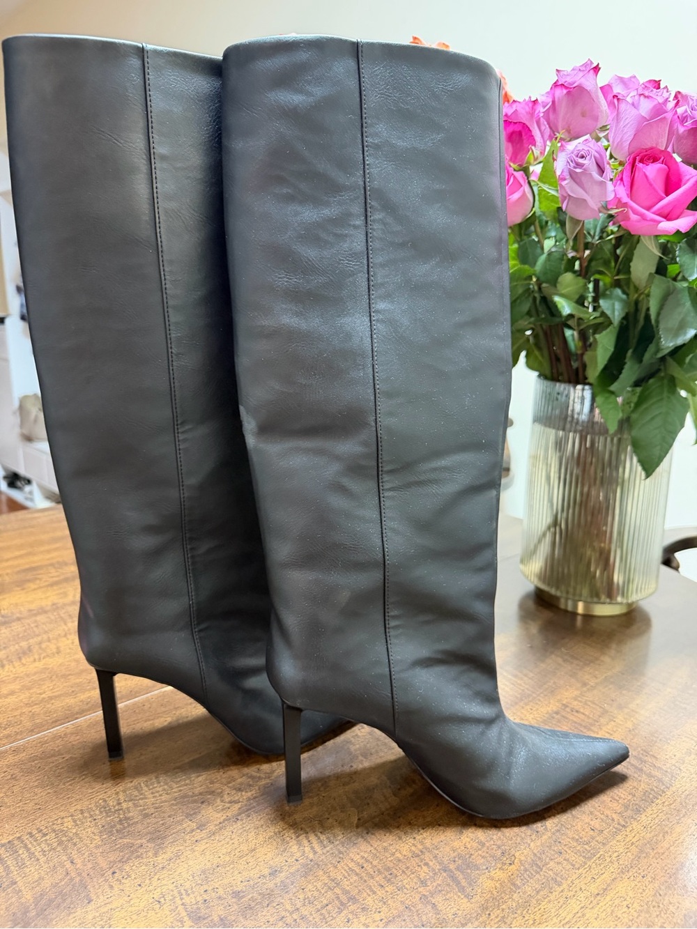 Zara Black Over-The-Knee Pointed Toe Stiletto Boots